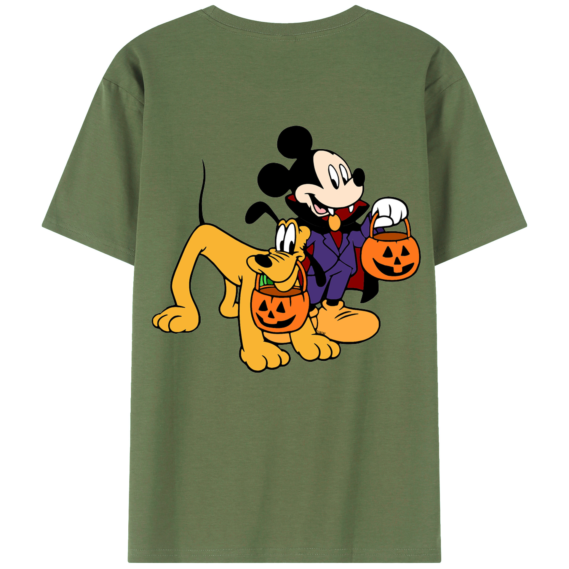 ミッキーマウス Mickey Mouse 綿100％ メンズ半袖Tシャツ（バックプリント） 通気性